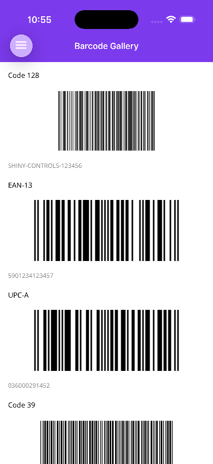 Barcode symbology gallery