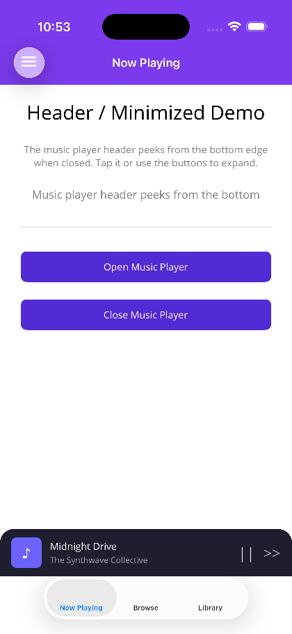 Peek header alongside a bottom tab bar