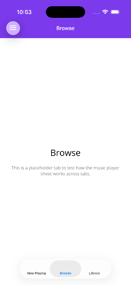 Browse tab with the peek header persisting