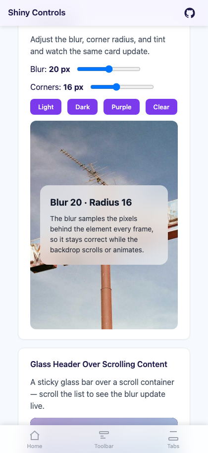 Live blur and tint tuning on Blazor