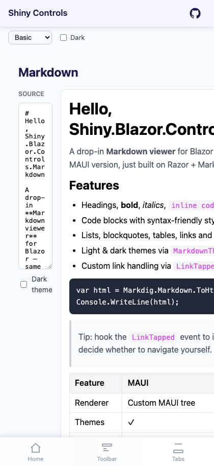 MarkdownView on Blazor