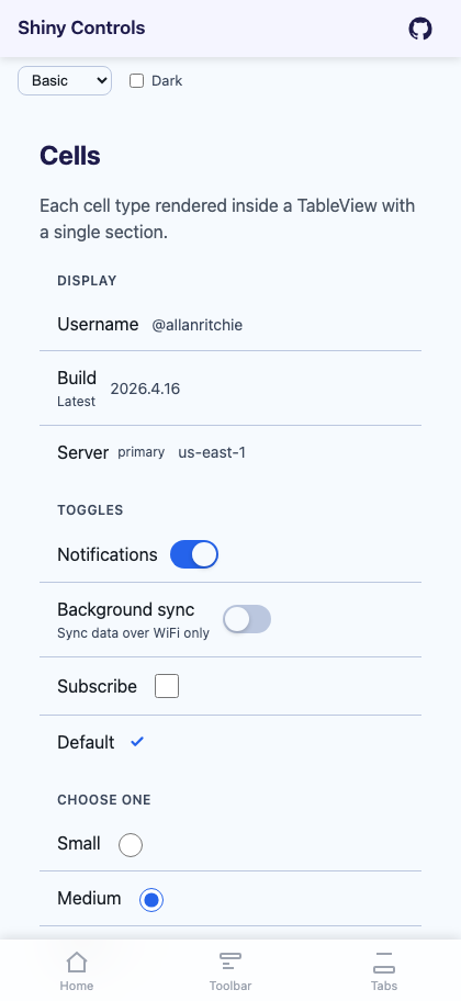 Cell type gallery on Blazor