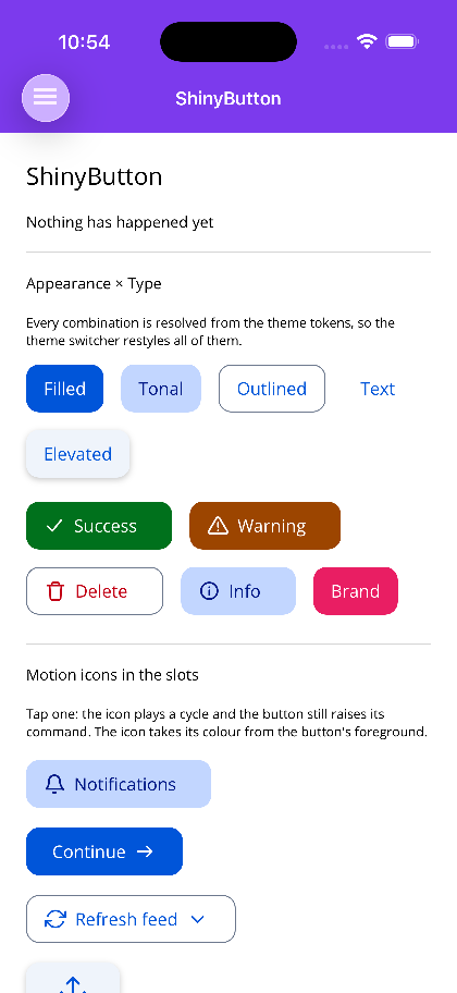 The button gallery under the built-in Basic theme
