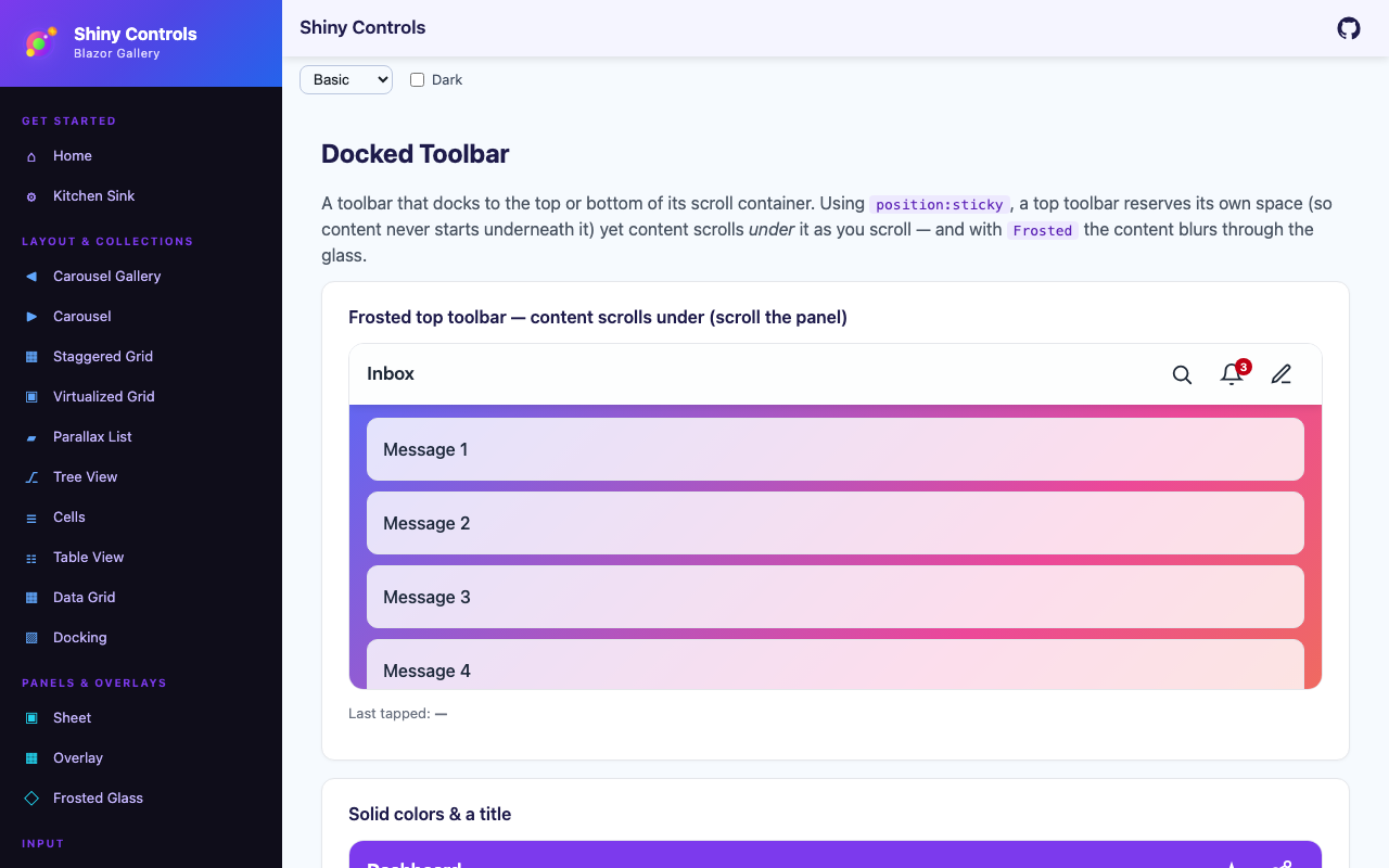 Toolbar with title on Blazor