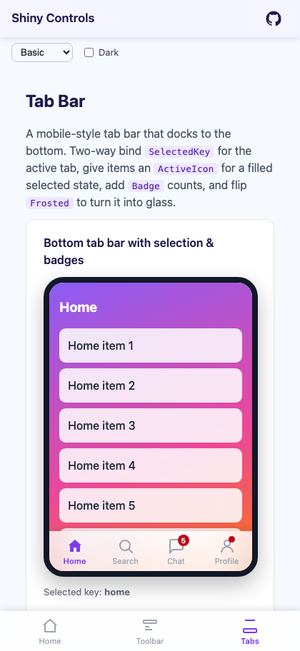 Tab bar with badges on Blazor