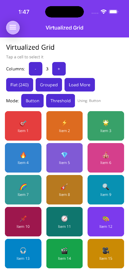 Load-more mode toggle between button and threshold
